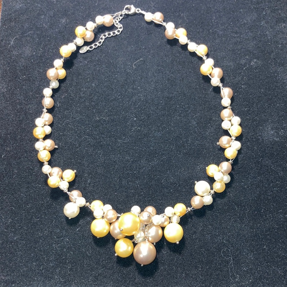 Luc pearl cluster double beaded necklace